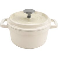 GET Heiss 0.75 Qt. White Enamel Coated Cast Aluminum Round Dutch Oven with Lid CA-013-AWH/BK/CC