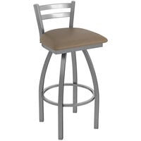 Holland Bar Stool Low-Back Swivel Stainless Steel Outdoor Bar Stool with Breeze Farro Seat