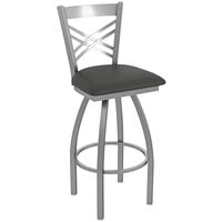 Holland Bar Stool Crossback Swivel Stainless Steel Outdoor Bar Stool with Breeze Graphite Seat