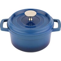 GET Heiss 0.75 Qt. Cobalt Blue Enamel Coated Cast Aluminum Round Dutch Oven with Lid CA-013-CB/BK