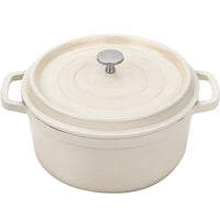 GET Heiss 2.5 Qt. White Enamel Coated Cast Aluminum Round Dutch Oven with Lid CA-011-AWH/BK/CC