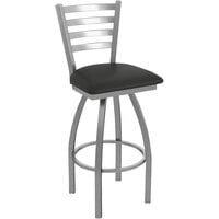 Holland Bar Stool Ladderback Swivel Stainless Steel Outdoor Bar Stool with Breeze Graphite Seat