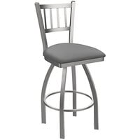 Holland Bar Stool Slat Back Swivel Stainless Steel Outdoor Bar Stool with Breeze Sidewalk Seat