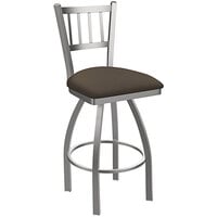 Holland Bar Stool Slat Back Swivel Stainless Steel Outdoor Bar Stool with Breeze Farro Seat