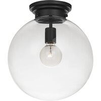 Globe Modern Black / Clear Glass Semi-Flush Mount Light - 120V, 60W