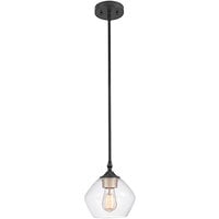 Globe Mid-Century Modern Matte Black / Gold Pendant Light with Clear Glass Shade - 120V, 60W