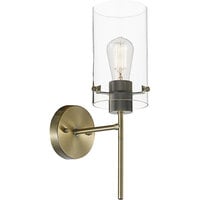 Globe Vintage Antique Brass / Clear Glass Wall Sconce - 120V/60W