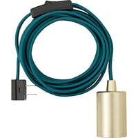 Globe Contemporary Brass Pendant Light with Teal Cord - 120V, 60W
