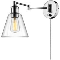 Globe Industrial Chrome / Clear Glass Plug-In or Hardwire Wall Sconce - 120V, 60W
