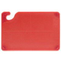 San Jamar CBG6938RD Saf-T-Grip® 9 inch x 6 inch x 3/8 inch Red Bar Size Cutting Board with Hook