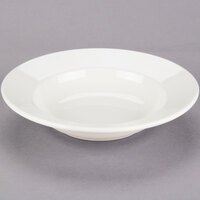 Choice 10 oz. Ivory (American White) Wide Rim Rolled Edge Stoneware Soup Bowl - 6/Pack