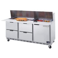 Beverage-Air SPED72HC-18C-4 72 inch 1 Door 4 Drawer Mega Top Refrigerated Sandwich Prep Table