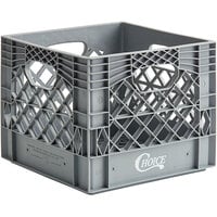 Choice 16 Qt. Gray Square Milk Crate - 13" x 13" x 11"