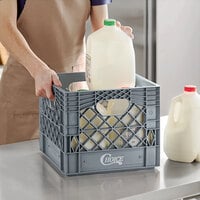 Choice 16 Qt. Gray Square Milk Crate - 13 inch x 13 inch x 11 inch