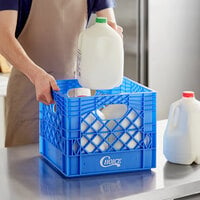 Choice 16 Qt. Blue Square Milk Crate - 13 inch x 13 inch x 11 inch
