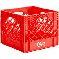 Choice 16 Qt. Red Square Milk Crate - 13" x 13" x 11"