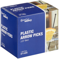 Royal Paper RP148BK 3 1/2 inch Black Plastic Arrow Food Pick - Case of 10000 (10 Boxes of 1000)
