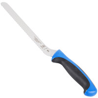 Mercer Culinary M22418BL Millennia Colors® 8" Offset Serrated Edge Bread / Sandwich Knife with Blue Handle