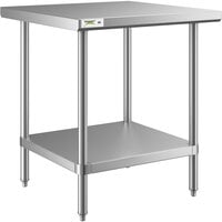 Regency 30" x 30" 18-Gauge 430 Stainless Steel Commercial Work Table with Undershelf