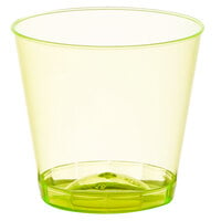 Fineline Quenchers 401-Y 1 oz. Neon Yellow Hard Plastic Shot Cup - 2500/Case