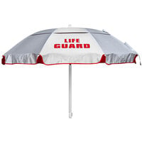 Kemp USA 5 1/2' Silver Wind Umbrella with Red LIFE GUARD Logo 12-003-RED-GRD