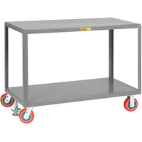 Little Giant 24" x 36" x 34" Heavy-Duty Mobile 2-Shelf Steel Table with 6" Polyurethane Casters and Floor Lock IP2436-2R-6PYFL