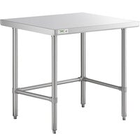 Regency 30 inch x 36 inch 16-Gauge 304 Stainless Steel Commercial Open Base Work Table