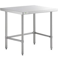 Regency 30" x 36" 16-Gauge 304 Stainless Steel Commercial Open Base Work Table