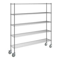 Steelton 14" x 72" NSF Chrome 5-Shelf Kit with 72" Posts and Casters