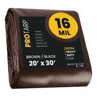 ProTarp 20' x 30' Brown / Black Extra Heavy-Duty Weatherproof 16 Mil Poly Tarp with Reinforced Edges