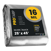 ProTarp 25' x 45' Silver / Black Extra Heavy-Duty Weatherproof 16 Mil Poly Tarp with Reinforced Edges