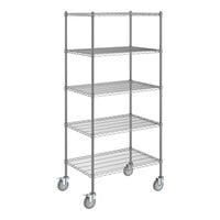 Steelton 24" x 36" NSF Chrome 5-Shelf Kit with 72" Posts and Casters