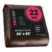 ProTarp 30' x 60' Brown / Black Extreme Heavy-Duty Weatherproof 22 Mil Poly Tarp with Reinforced Edges