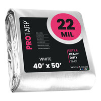 ProTarp 40' x 50' White Extreme Heavy-Duty Weatherproof 22 Mil Poly Tarp with Reinforced Edges