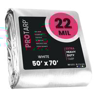 ProTarp 50' x 70' White Extreme Heavy-Duty Weatherproof 22 Mil Poly Tarp with Reinforced Edges