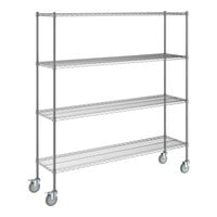 Steelton 18" x 72" NSF Chrome 4-Shelf Kit with 72" Posts and Casters