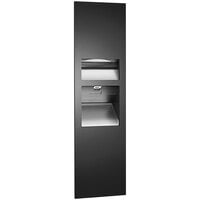 American Specialties, Inc. Piatto 10-64672-1-41 Recessed Paper Towel Dispenser with Automatic High-Speed Hand Dryer, Waste Receptacle, and Black Matte Phenolic Door - 110 / 120V