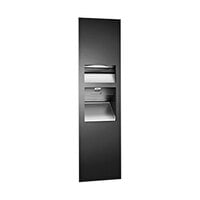 American Specialties, Inc. Piatto 10-64672-2-41 Recessed Paper Towel Dispenser with Automatic High-Speed Hand Dryer, Waste Receptacle, and Black Matte Phenolic Door - 208 / 240V