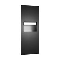 American Specialties, Inc. Piatto 10-64696AC-41 Recessed Automatic Roll Paper Towel Dispenser and Waste Receptacle with Black Matte Phenolic Door - AC Powered