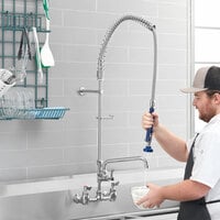 Waterloo 1.15 GPM Wall-Mounted Pre-Rinse Faucet with 8 inch Centers and 10 inch Add-On Faucet