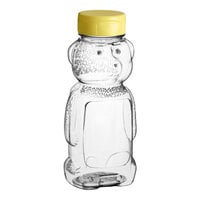 8 oz. (12 oz. Honey Weight) Bear PET Honey Bottle with Yellow Dispensing Cap with Heat Induction Seal Liner