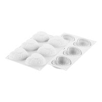 Silikomart Curve Lovely 6 Compartment White Silicone Baking Mold and Plastic Cutter - 3 1/4" x 3 1/16" x 1 1/4" Cavities CURVE LOVELY 110