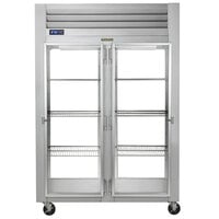 Traulsen G21016P 2 Section Glass Door Pass-Through Refrigerator - Right / Left Hinged Doors