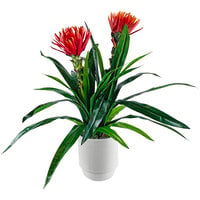 LCG Sales 28" Artificial Bromeliad Plant in White Deco Ceramic Planter