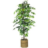 LCG Sales 6' Artificial Ficus Tree in Basket with Handles