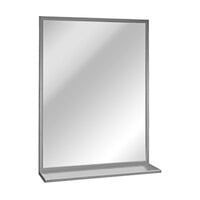 American Specialties, Inc. 24 inch x 36 inch Plate Glass Mirror with Stainless Steel Chan-Lok Frame and Shelf 10-0625-2436