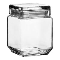 Acopa 28 oz. Clear Stackable Square Glass Jar