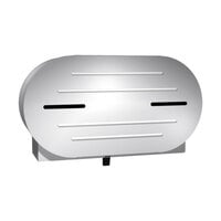 American Specialties, Inc. 10-0040 Stainless Steel Surface-Mounted Twin Roll Jumbo Toilet Tissue Dispenser