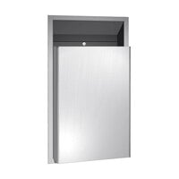 American Specialties, Inc. Traditional 10-0458-CX 12 Gallon Stainless Steel Semi-Recessed Waste Receptacle with 1/2 inch Protrusion