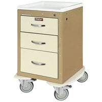 Harloff A-Series 23 7/8" x 22" x 34" 3-Drawer Aluminum Medical Cart with Key Lock MPA1821K03